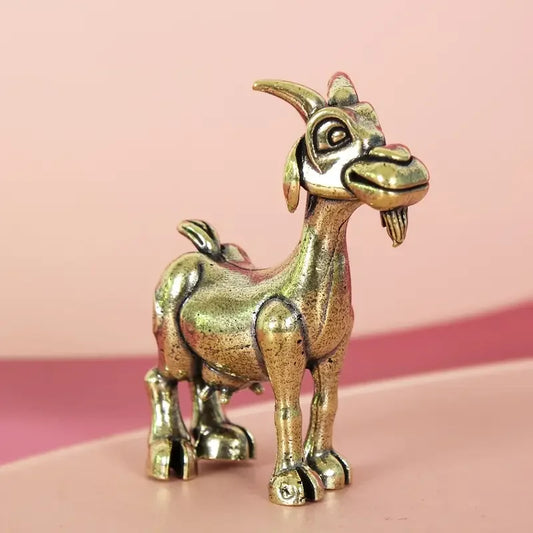 Vintage Brass Goat Statue - Intricate Retro Animal Sculpture for Home & Office Decor, Ideal for Collectors, Living Room/Bedroom