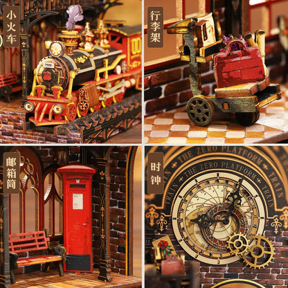 ZERO PIATFORM 3D Book Nook DIY Kit Micro Miniature Street Scene, Wooden Model Building Project for Adults, Creative Gift