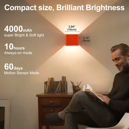 Battery Operated LED Wall Light Motion Sensor Remote Rechargeable Bedroom