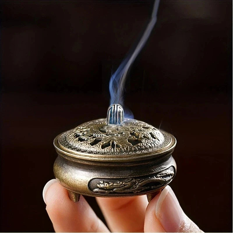 Mini alliage antique à trois pieds Réchaud d'aromathérapie | Brûleur d'encens DIY Décor de cérémonie du thé