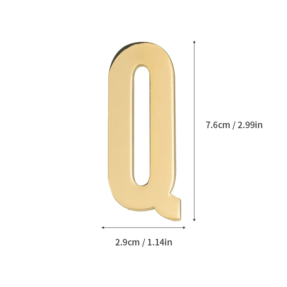 1 pièce en métal auto-adhésive Numéro de maison, lettres de l'alphabet anglais pour plaque de porte d'appartement, autocollants de numéro de boîte aux lettres de table 7*3cm