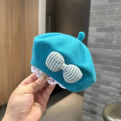 Kids Knitted Beret with Bow | Winter Hat for Baby Girls and Toddlers