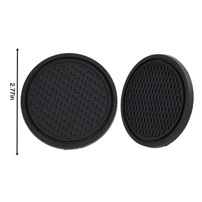2pcs Black Car Cup Holder Anti Slip Coaster Pads | Universal Interior Accessories