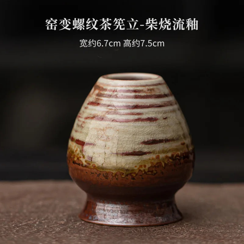 Soporte de bambú para batidor de té Matcha Chasen, espiral de cambio de horno japonés, molinillo, accesorios para el té, juego de té