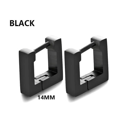 Geometric Stainless Steel Hoop Earrings | Square Triangle Punk Jewelry for Men Women