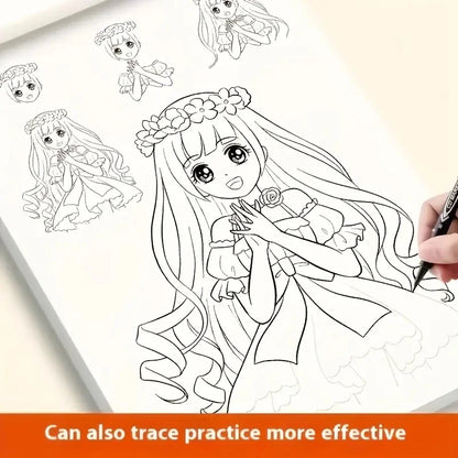 Livre de dessins de personnages d'anime au trait pour débutants - 48 pages de croquis simples tracés à la main pour le décalque et la pratique de la peinture