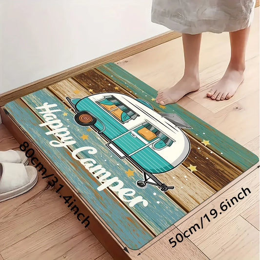 Alfombra de franela para coche con vetas de madera vintage VIKAMA, alfombra suave y cómoda para dormitorio, sala de estar, felpudo de entrada, decoración del hogar