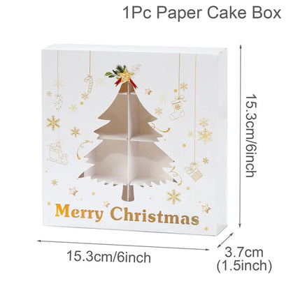 Christmas Cookie Box Candy Packaging Box Merry Christmas Decoration For Home 2025 Navidad Noel Xmas Tree Ornament Decor New Year