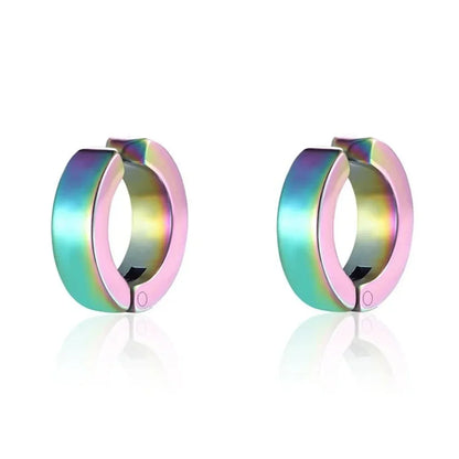 Stainless Steel Cuff Earrings for Men | Non Piercing Clip On Hoop Set