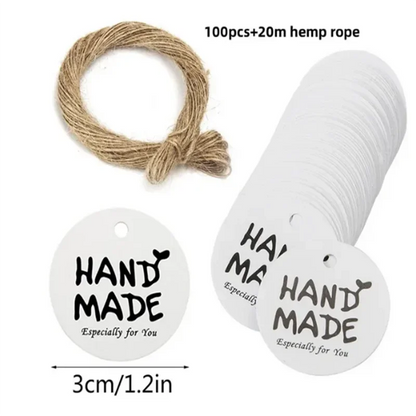 100pcs Kraft Tags with 20m Jute Twine | Handmade Gift Tag Set