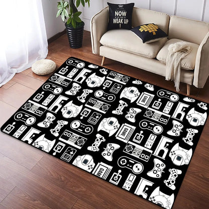 Fashion Crystal Pile Gaming Carpet with Video Game Controller Game Room Carpet Bedroom Full Pile Non-Slip Carpet