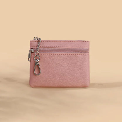 Mini Leather Card Wallet With Zipper | Compact Coin Purse for Women