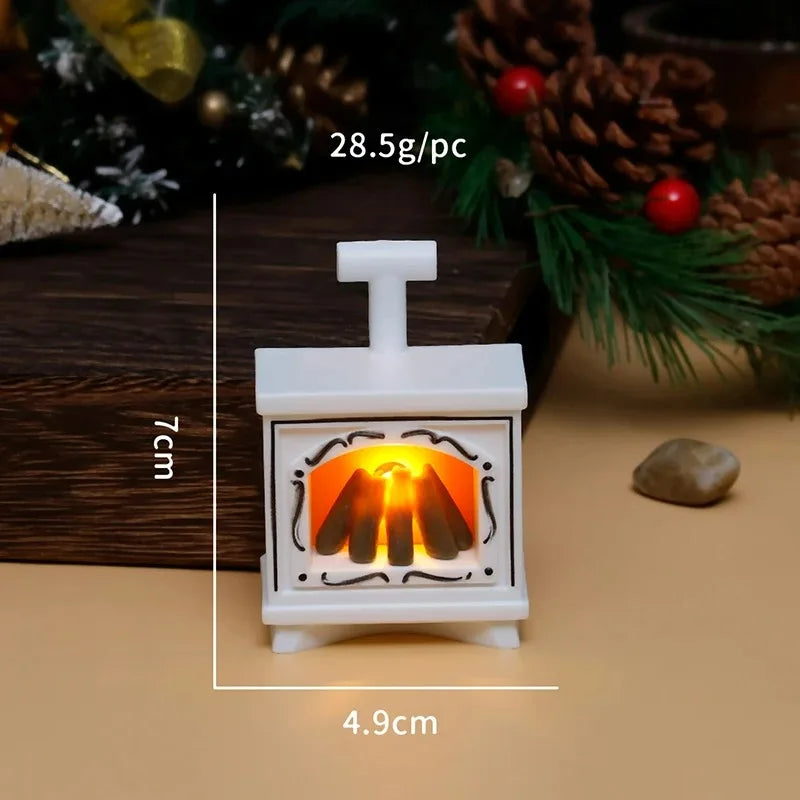 Mini chimenea LED para casa de muñecas, estufa brillante, modelo de casa, muebles, cocina, escena de la vida, juguetes, luz de noche para dormitorio y mesita de noche