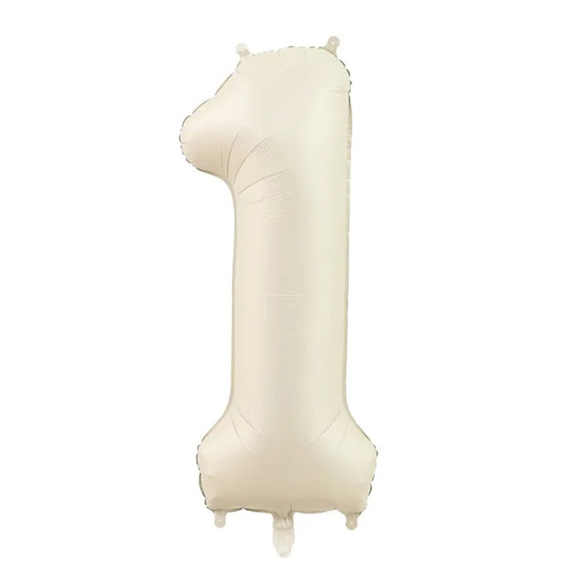 Cream Foil Number Balloons 1-9 Set | Large Digital Birthday Party Decor