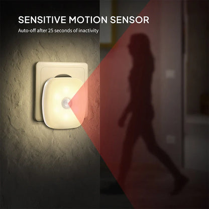 LED Night Light Plug-In with Motion Sensor | Small Wireless Night Lamp for Room Corridor Closet