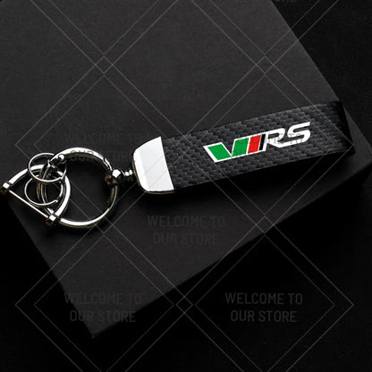 Skoda VRS Carbon Fiber Keychain | Car Emblem Key Ring for Citigo Kodiaq Yeti Rapid Fabia
