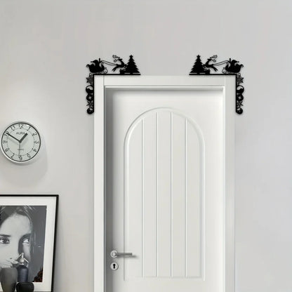 Charming Metal Sleigh Wall Stickers: Ideal for Door Corner Decorations, Christmas Party Decor and Stylish Metal Wall Hanging