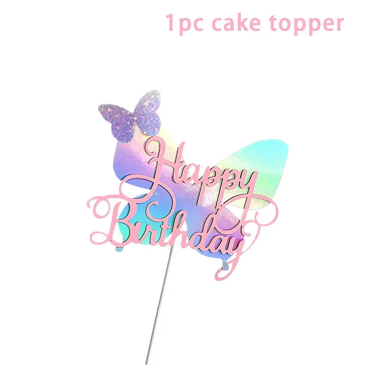 Vaisselle jetable Papillon Violet Serviette Papillon Décoration de Fête d'Anniversaire Fille Baby Shower Baptême Révélation de Genre Fournitures