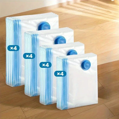 4pcs Vacuum Compression Storage Bag, Sealed Clothing Storage Bag, Household Space Saving Organizer, Excluding Manual Pump
