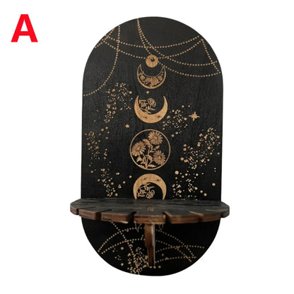Wooden Crystal Shelf Display Stand | Bohemian Wall Rack for Stones and Jewelry