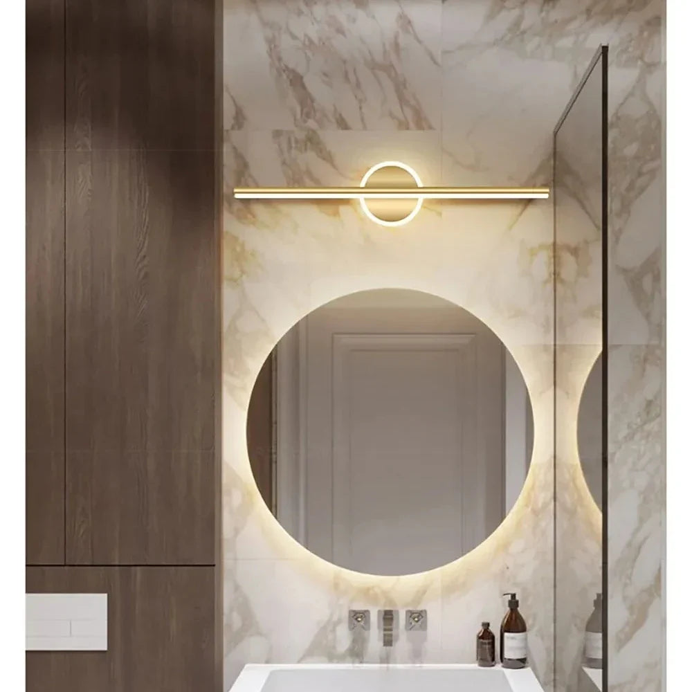 LED Mirror Front Wall Light – 40/60cm Gold Black Indoor Lamp for Bathroom & Bedroom