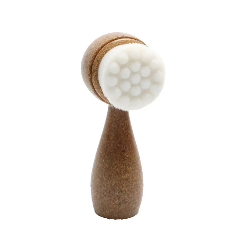 Brosse faciale à poignée en fibres de noix de coco Double face Nettoyant facial Éliminateur de points noirs Nettoyant de pores Brosse exfoliante pour le visage