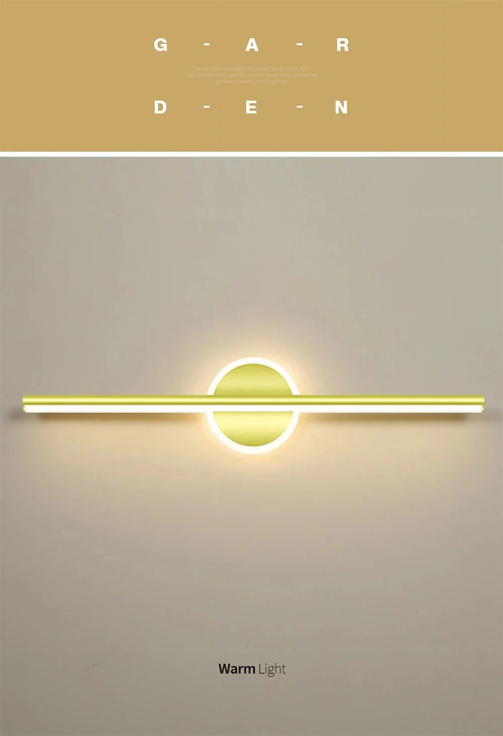 LED Mirror Front Wall Light – 40/60cm Gold Black Indoor Lamp for Bathroom & Bedroom