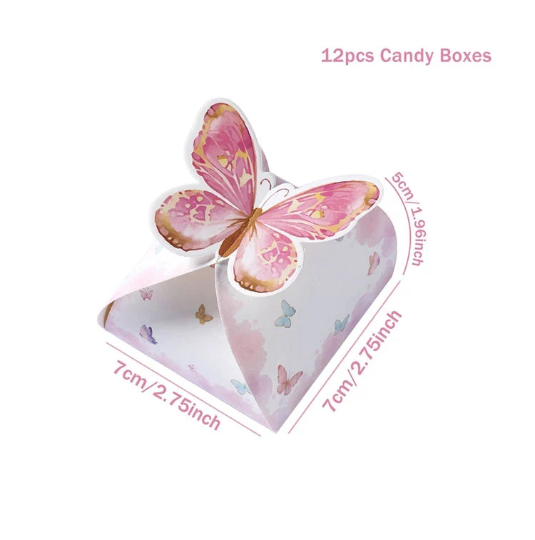 Pink Butterfly Candy Gifts Box Happy Birthday Party Decor Kids Girl Butterfly Wedding Birthday Party Supplies Baby Shower Decor