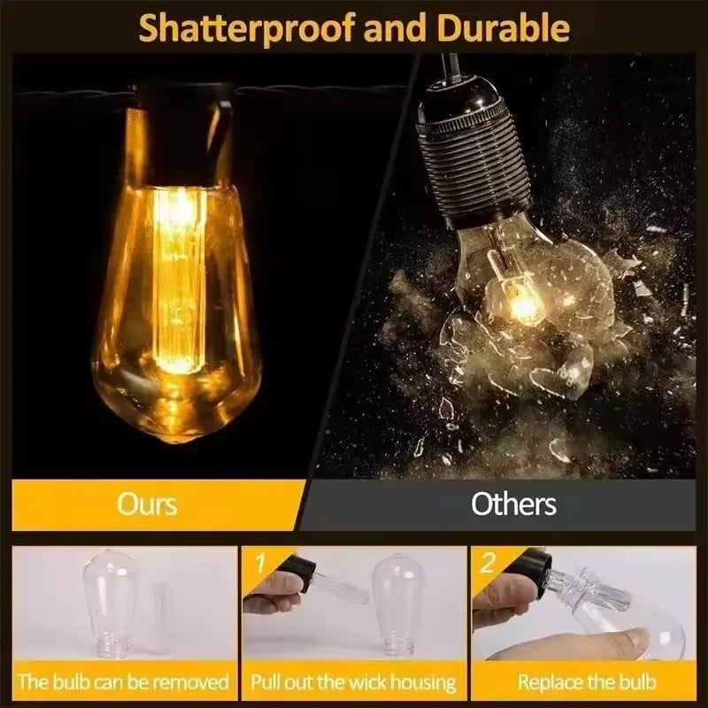 1 ud. de guirnaldas de luces solares, luces impermeables para jardín exterior, jardín, terraza, balcón, camping, fiesta, decoración retro, luces de hadas