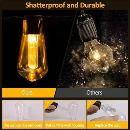 1 ud. de guirnaldas de luces solares, luces impermeables para jardín exterior, jardín, terraza, balcón, camping, fiesta, decoración retro, luces de hadas