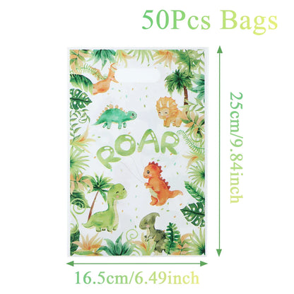 10/25/50pcs Cartoon Dinosaur Handbag Gift Candy Packing Bag Jungle Dinosaur Birthday Party Decor Kids Baby Shower Party Supplies