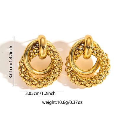 316L Stainless Steel Circular Splicing Earrings | Fashion Punk Hip Hop Jewelry Gift