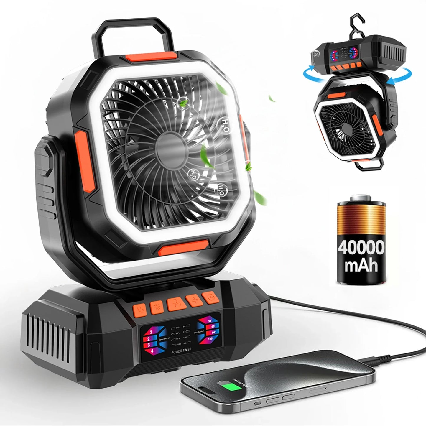 Outdoor Companion | Rechargeable Camping Fan with LED Light & Power Bank | Portable Battery Fan for Ultimate Outdoor Comfort