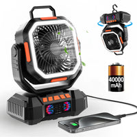 Outdoor Companion | Rechargeable Camping Fan with LED Light & Power Bank | Portable Battery Fan for Ultimate Outdoor Comfort