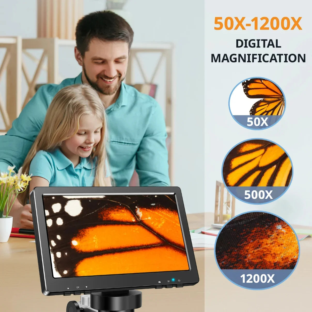 7 Inch Digital Microscope 1200X Coin Repair Camera with LED PC View