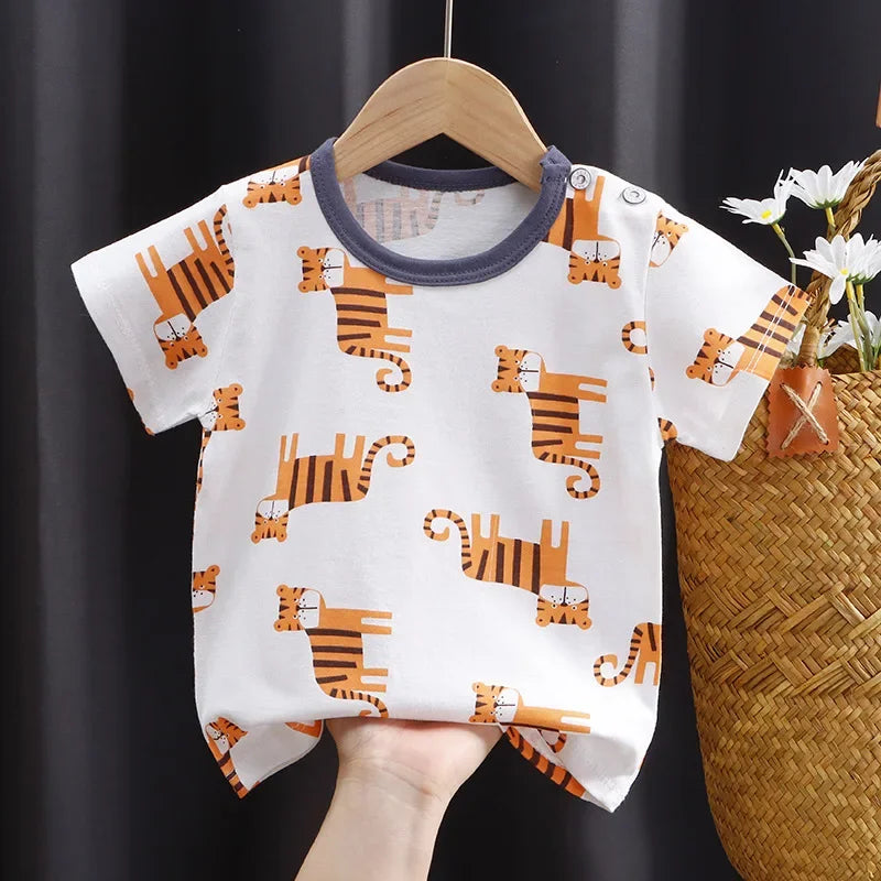 Kids Cartoon Cotton T-Shirt – Soft Summer Tee for Babies and Toddlers, Unisex Casual Top
