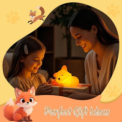 FoxyGlow | Squishy LED Fox Night Light with USB Rechargeable Nursery Decor