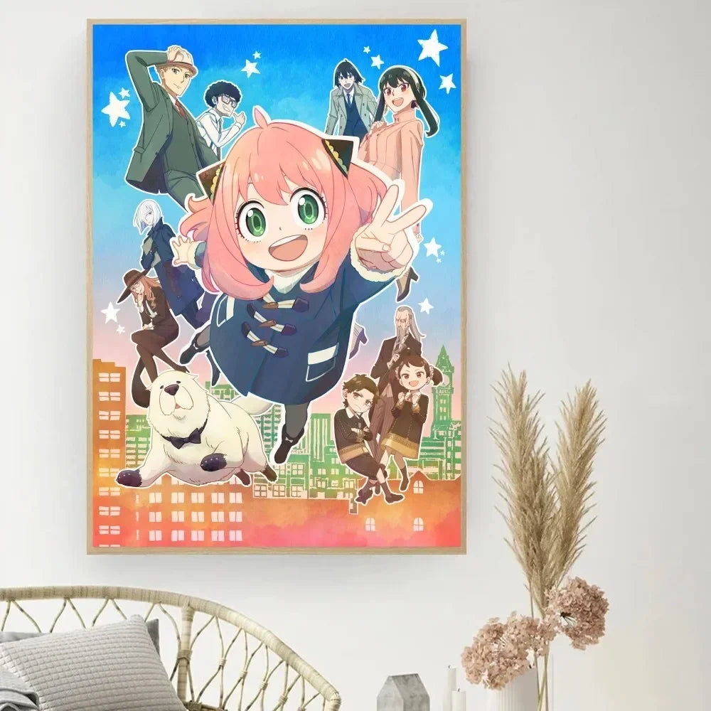 Lienzo clásico retro, anime "Spy X Family", póster impreso en HD, pintura decorativa para el hogar, sala de estar, dormitorio