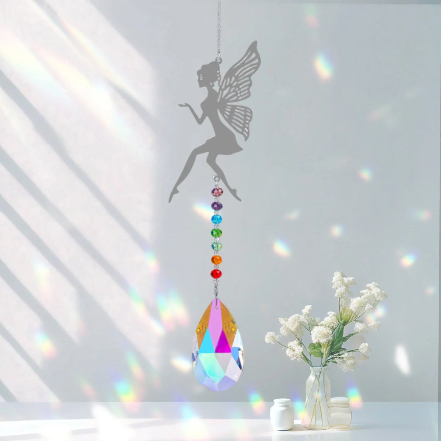 Attrape-soleil papillon en tôle d'animal avec pendentif boule de cristal prisme bricolage décoration suspendue décoration de fenêtre attrape-soleil de jardin