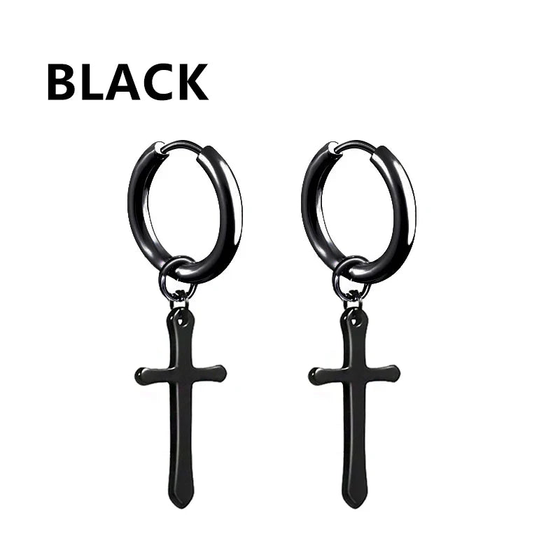 Punk Stainless Steel Stud Earrings Set | Unisex Hip Hop Piercing Jewelry
