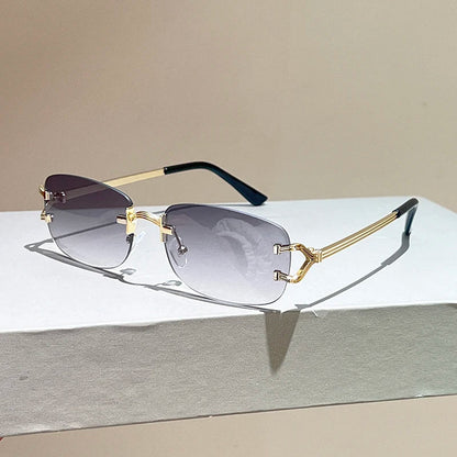 Rimless Square Sunglasses | Vintage Gradient UV400 Shades