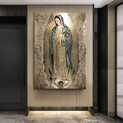 Catholic Art Lady of Guadalupe Wall Art Canvas Painting Retro Religious Decor Picture The Virgin of Guadalupe Poster Home Decor