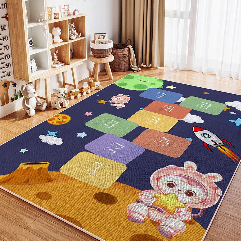 Alfombra de Pelo Cristal de VIKAMA para Habitación Infantil, Resistente a las Manchas, Lavable, para Dormitorio, Cama, Juego, Sala de Estar, Alfombra de Gateo, Decoración del Hogar