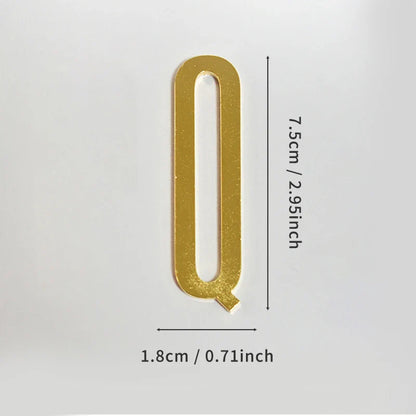 Golden Self Adhesive House Number Metal English Alphabet Letters for Apartment Room Door Plate Table Mailbox Number Stickers 7cm