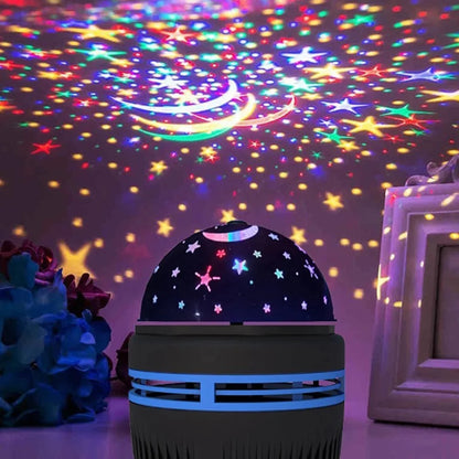 Starry Moon Projector Night Light | USB RGB Rotating Ambiance Lamp