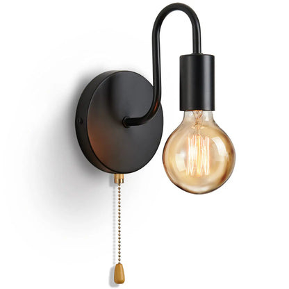 Applique murale industrielle noire – Lampe nordique en fer E27 pour chambre et salle de bain