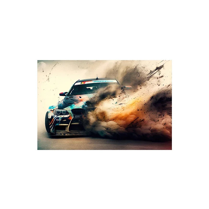 Voiture de sport E30, Graffiti de voiture de course de luxe, Art mural, Affiche imprimée sur toile HD, Décoration de maison, de salon, de chambre