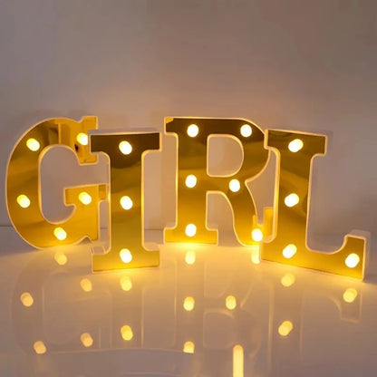 1PC 16cm Golden Numbers&English Led Letter Lights,Battery Powered Decoration Light For Festive,Proposal,Birthday,Wedding,Party