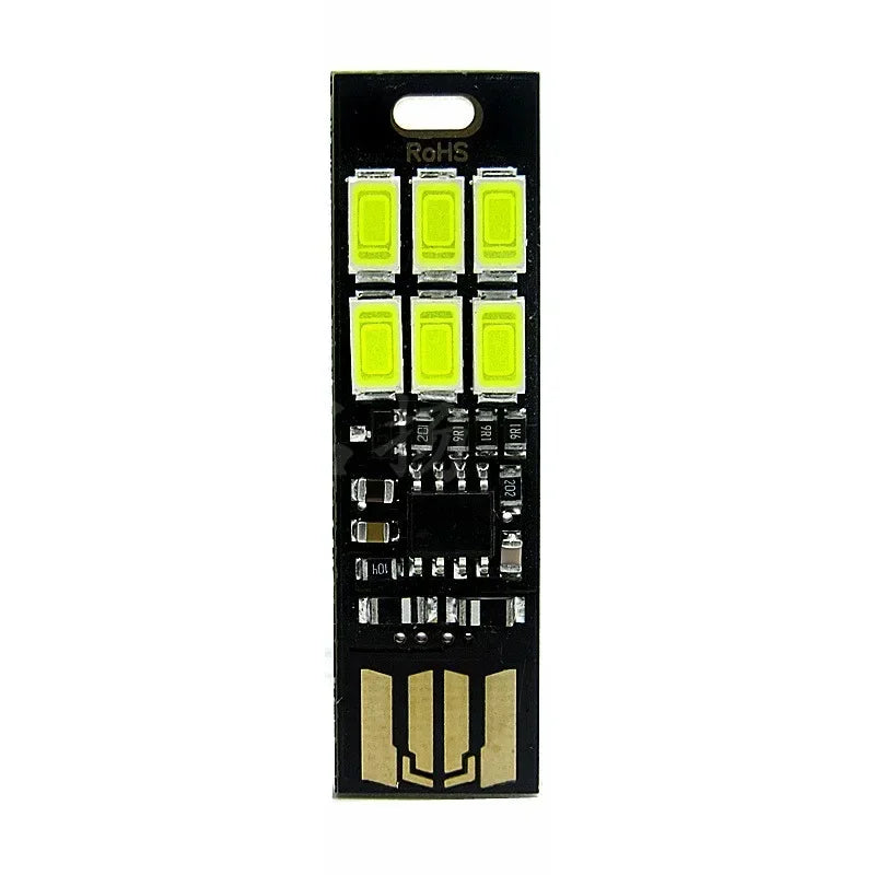Mini USB Card Light | 6 LED Touch Dimming Keychain Night Light