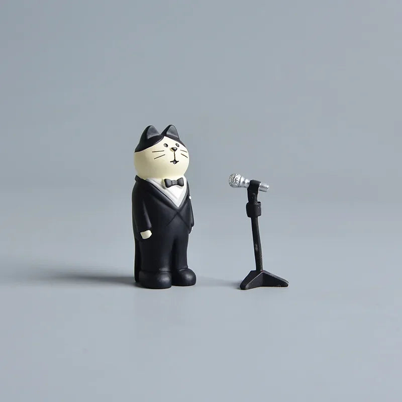 Figura de Zakka de boda de gato lindo, novia, cochecito de bebé, modelo de resina, miniaturas, adornos para pastel, manualidades, accesorios de escritorio